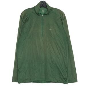 Patagonia Mens Shirt Baselayer 1/4 Zip Outdoor Hiking Minimalist Casual Green XL
